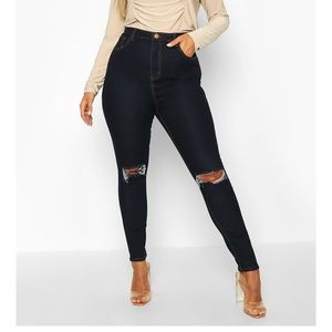 Dark blue ripped skinny jeans